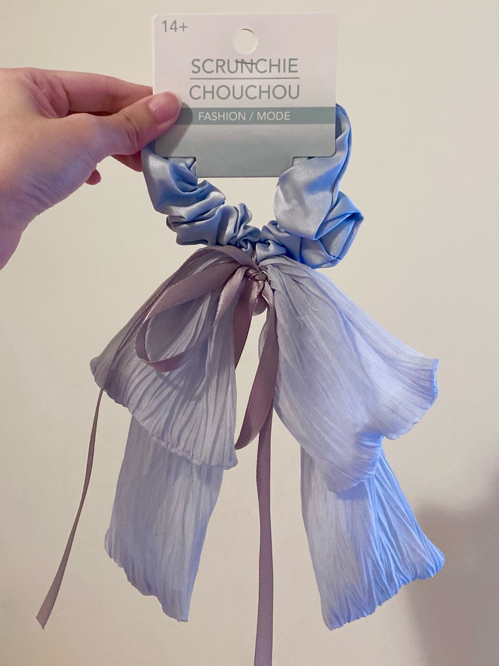 🛍️3/$20🛍️ Pleated Light Blue Ribbon Scrunchie with Tails